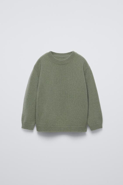 ZARA СВИТЕР ИЗ 100% КАШЕМИРА, ЗЕЛЕНЫЙ/СЕРЫЙ