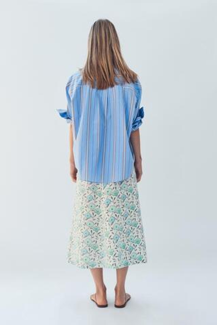 ZARA РУБАШКА ОВЕРСАЙЗ В ПОЛОСКУ - LIMITED EDITION, СИНИЙ
