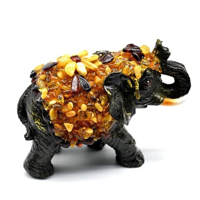 Фигурка покрытая янтарной крошкой Слоник 92*45*66мм, 100гр.