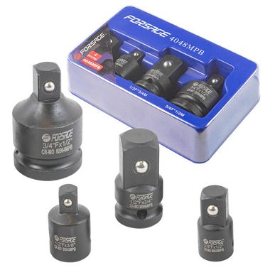 Набор адаптеров ударных 4пр(3/8''(F)x1/2''(M),1/2''(F)x3/8''(M),1/2''(F)x3/4''(M),3/4''(F)x1/2''(M)),в ложементе Forsage F-4048MPB