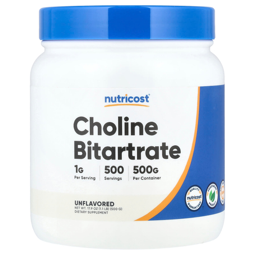 Nutricost, Битартрат холина, без добавок, 500 г (17,9 унции)