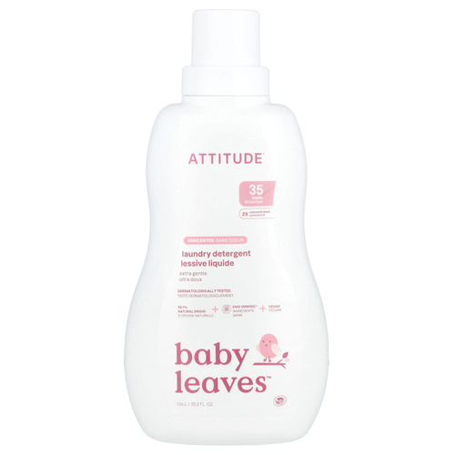 ATTITUDE, Baby Leaves ™, средство для стирки, экстра нежное, без запаха, 1,04 л (35,2 жидк. унц.)