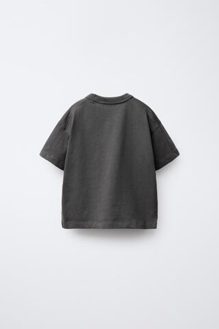 ZARA БАЗОВАЯ ФУТБОЛКА HEAVY WEIGHT, ТЕМНЫЙ АНТРАЦИТ