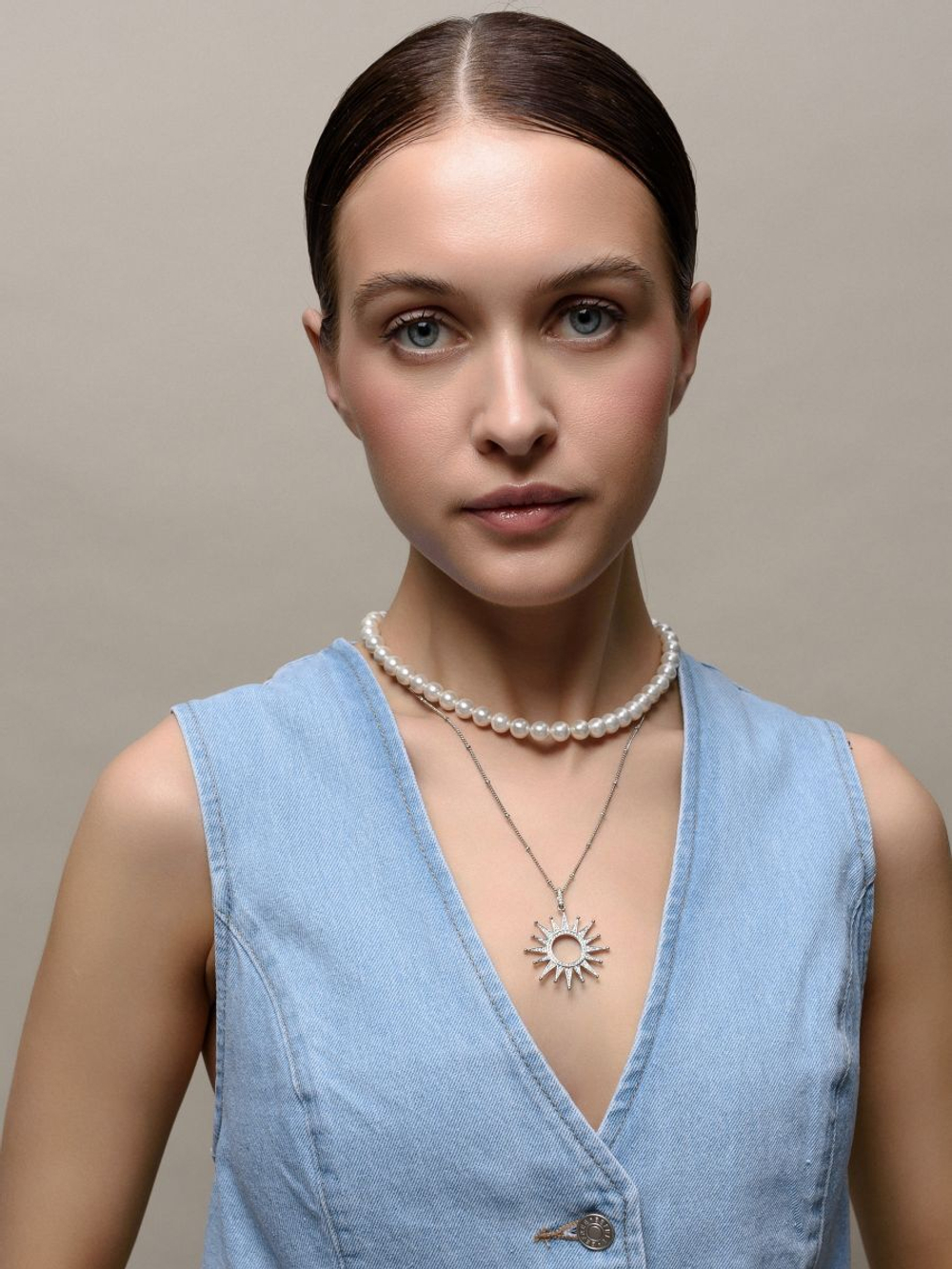 Чокер "Pure" из перламутра 35 см Silver