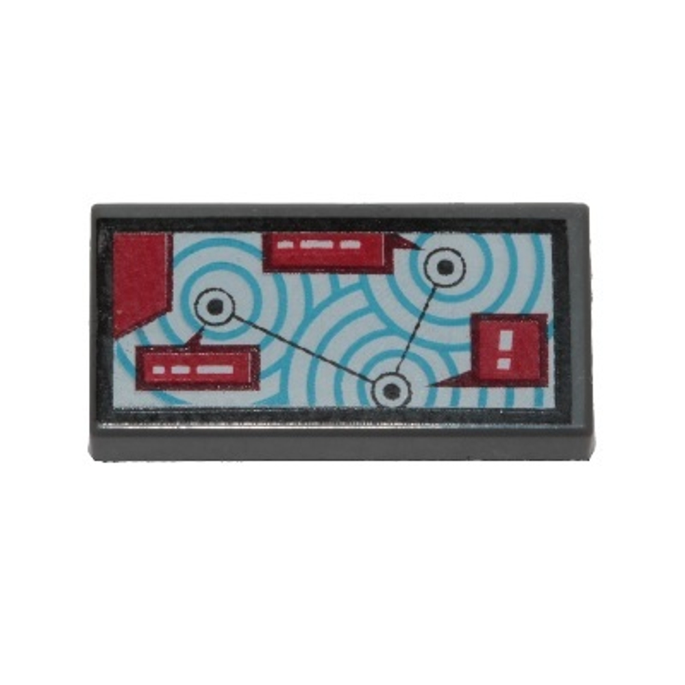 Плитка 1 x 2 с рисунком карты с синими кругами 3069pb0648