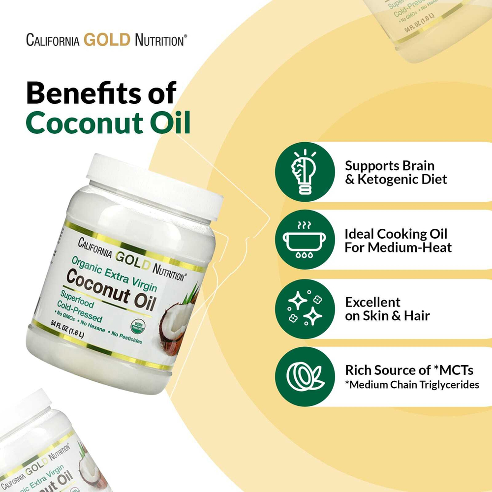 California Gold Nutrition, Superfoods, органическое нерафинированное кокосовое масло первого холодного отжима, 473 мл (16 жидк. унций)