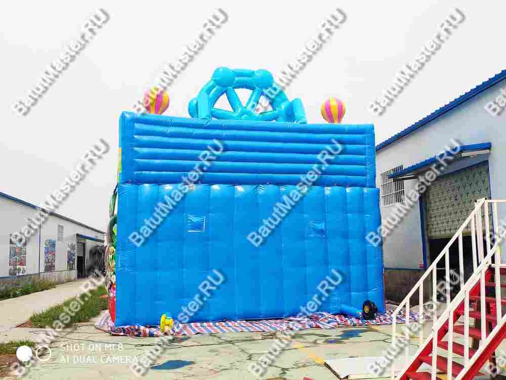 Коммерческий надувной батут "Парк развлечений 2" 12*7*7 м без фигуры клоуна