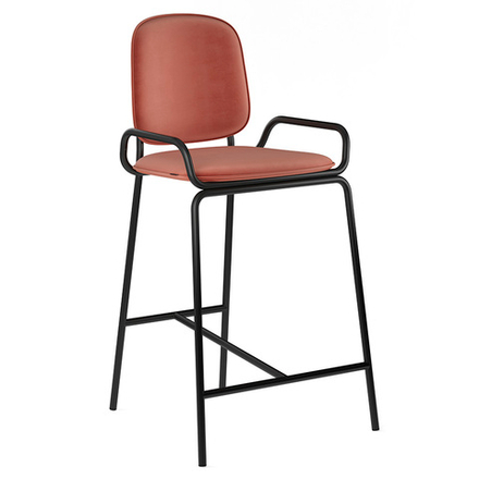 Стул полубарный LATITUDE Ror, 2 Frame, велюр, черный/темно-красный