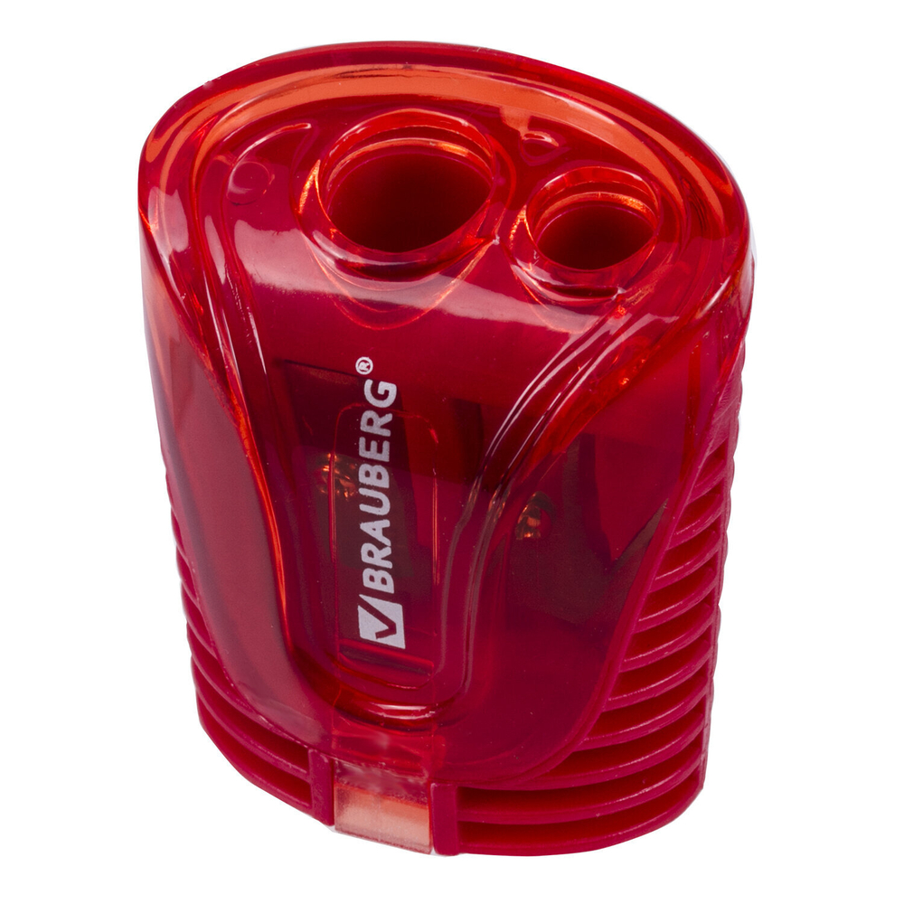 Точилка BRAUBERG "Cell Dual" 2 отверстия для чернографитных карандашей (в том числе утолщенных) с контейнером корпус ассорти (24 штуки в упаковке)