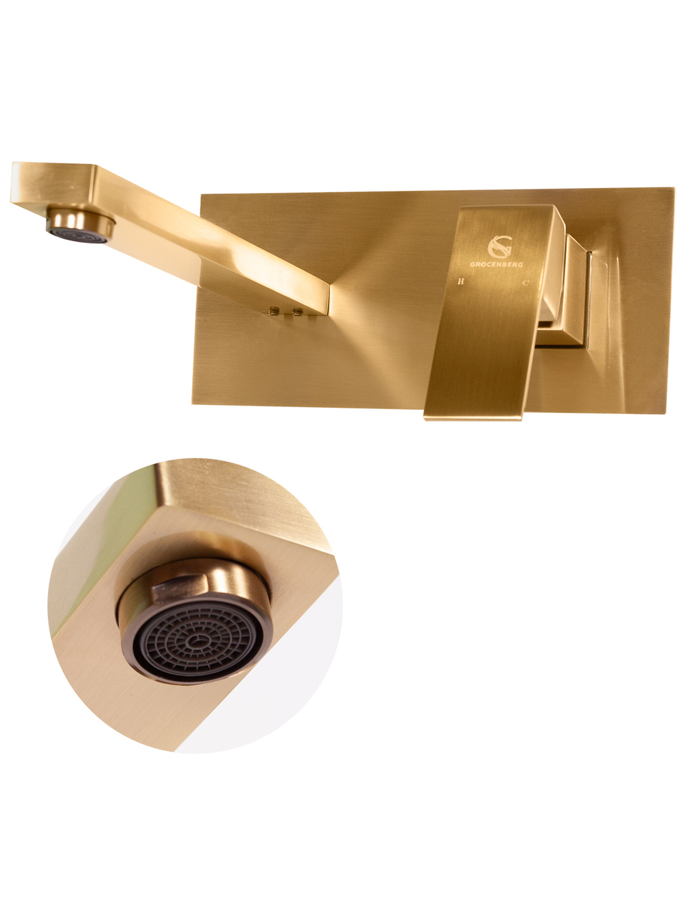 Смеситель для раковины встраиваемый из латуни "Grocenberg" (бронза)