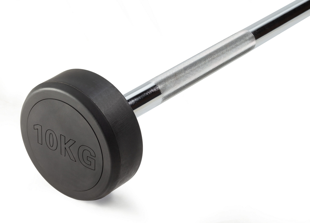 Штанга неразборная обрезиненная 10 кг. Прямой гриф. VictoryFit VF-DX4100