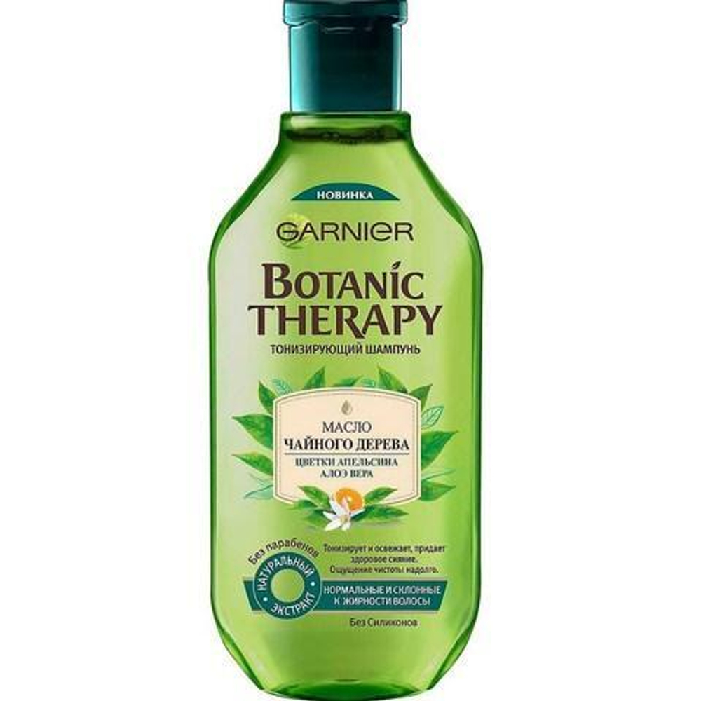Garnier Botanic Therapy Шампунь Масло чайного дерева, цветки апельсина, алоэ вера, для нормальных и жирных волос, 400 мл