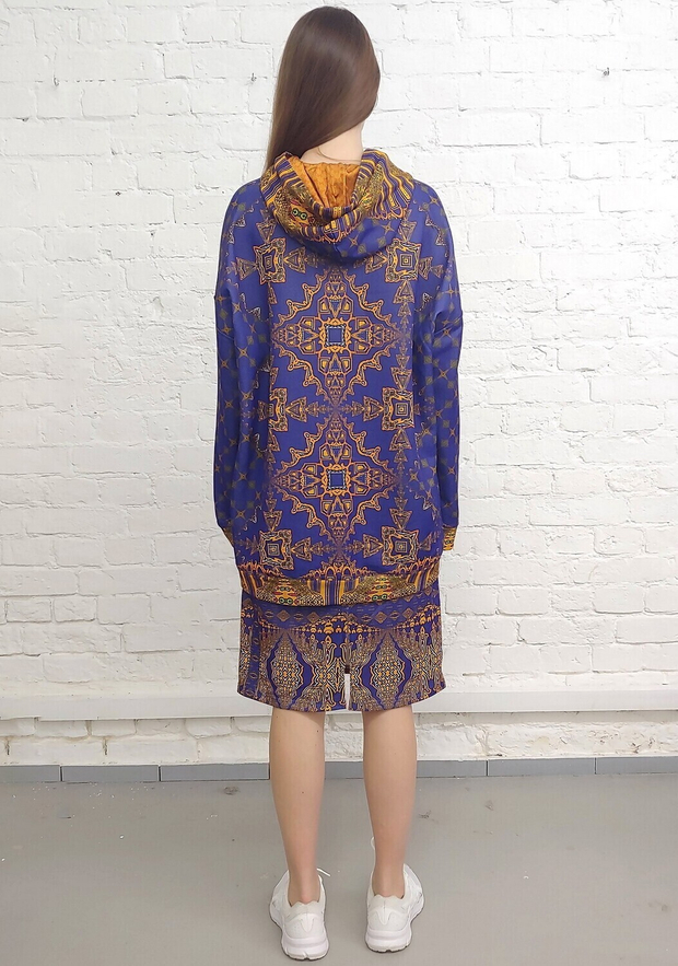 Комплект (худи и юбка), по мотивам старинного русского орнамента