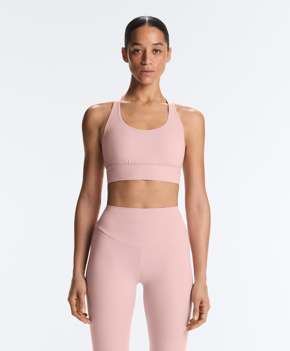 Oysho Спортивный бюстгальтер с бретелями на спине, нежно-розовый