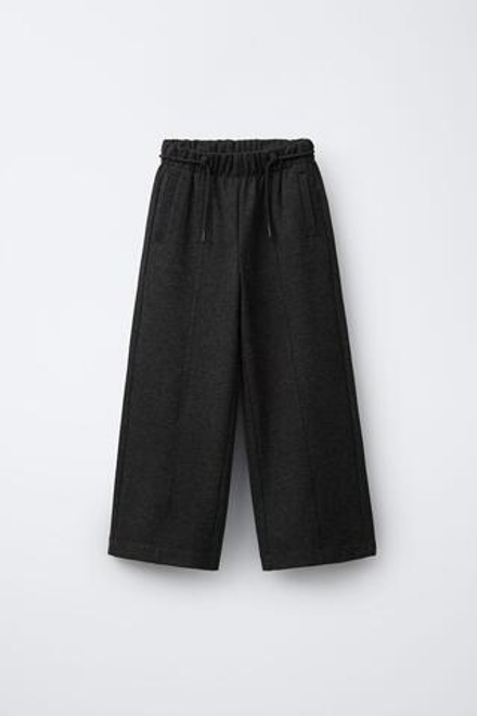 ZARA БРЮКИ WIDE LEG В ЕЛОЧКУ, АНТРАЦИТОВО-СЕРЫЙ