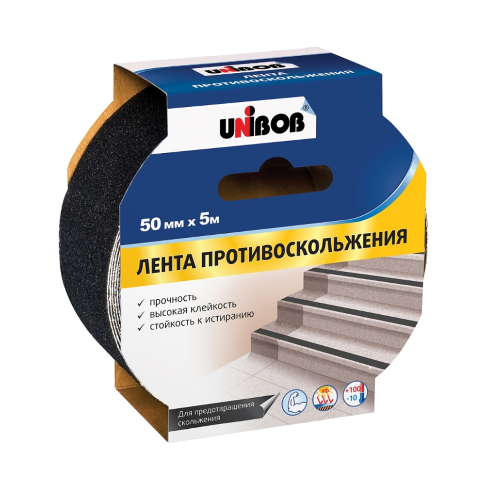Клейкая лента противоскольжения 50мм*5м UNIBOB черный