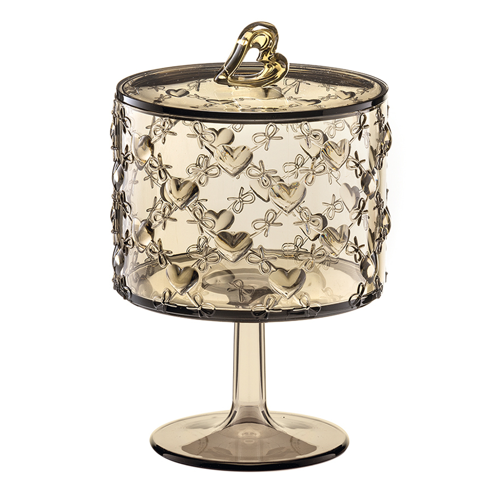 Конфетница на ножке love, ?11х16,7 см, акрил, бежевая