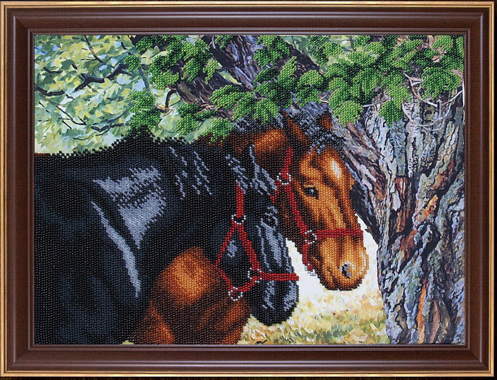 "Пара лошадей"-Б-335  вышивка