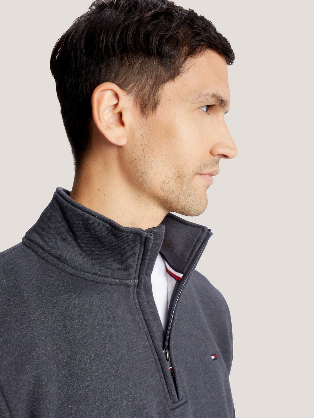 Свитшот Tommy Hilfiger Flag Logo Quater-Zip Grey Heather