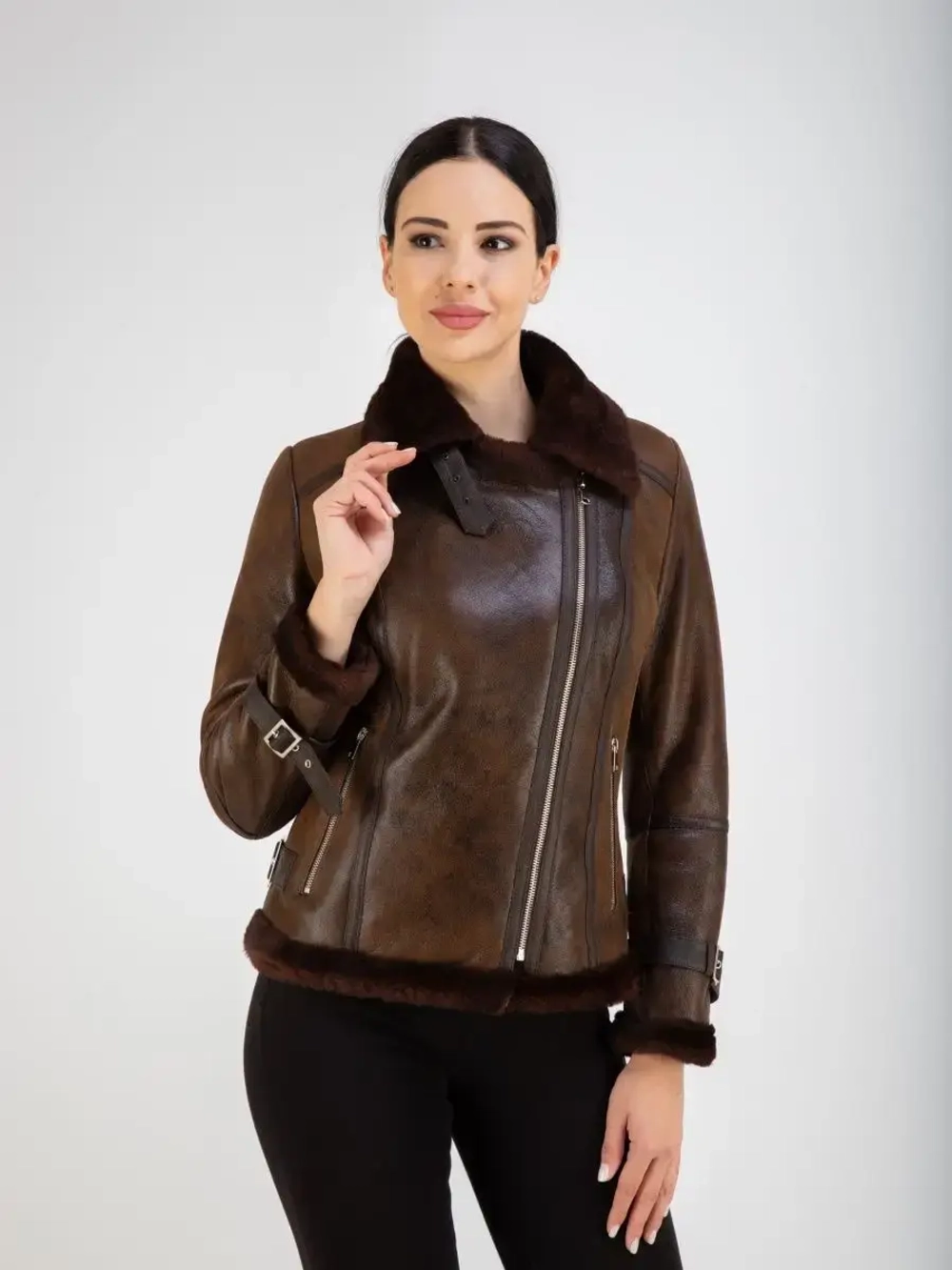 Дубленка авиатор натуральная короткая Турция