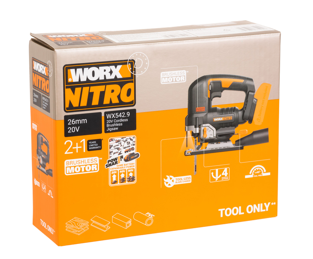 Лобзик аккумуляторный бесщёточный WORX W542.9
