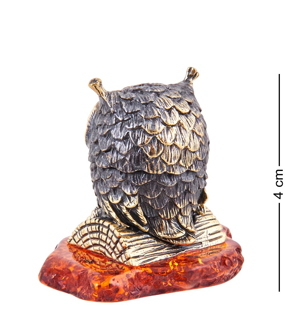 Народные промыслы AM-3707 Фигурка «Птица Сова Уля» (латунь, янтарь)