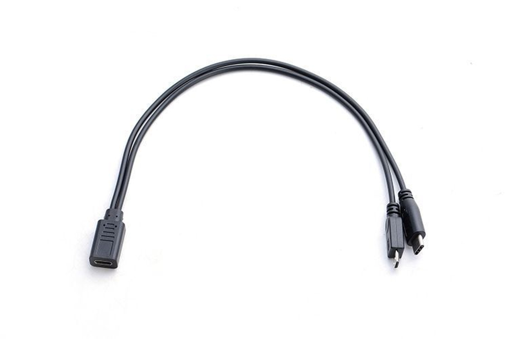 USB type C(f) разветвитель 1 гнездо на 2 штекера type С(m) + micro USB(m)