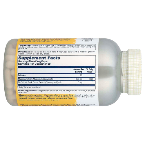 Solaray, глицинат магния, высокая усвояемость, 240 капсул VegCap