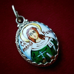 Икона с финифтью святая Нина кулон ручная роспись