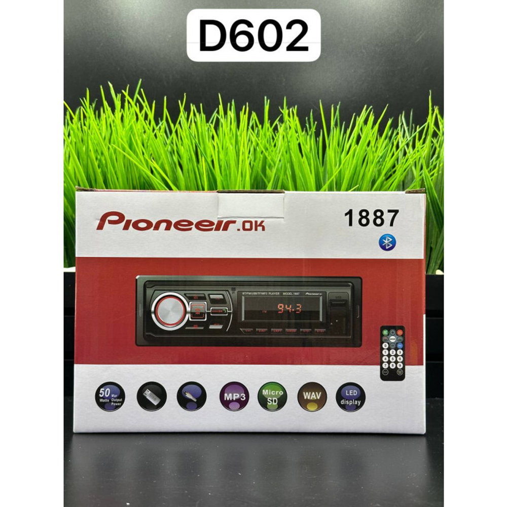 Автомагнитола Pioneeir.ok  LED-1887 1USB/BT/TF/FM/ISO/2RCA