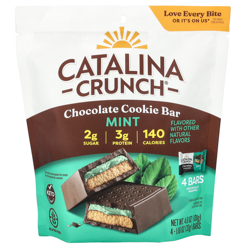 Catalina Crunch, Шоколадное печенье, мята, 4 плитки, 33 г (1,16 унции)