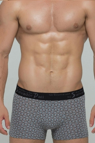 Мужские трусы-боксеры с мелким узором из бумерангов (Размер: M) (Цвет: серый)