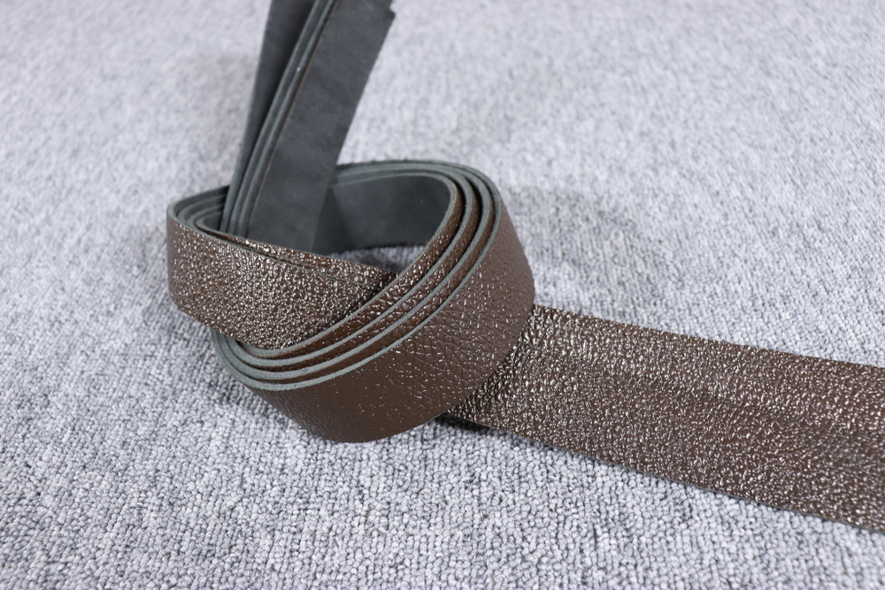 Ременная заготовка Коричневая с лицевой отделкой + плита Алмаз 35 мм (34 мм)