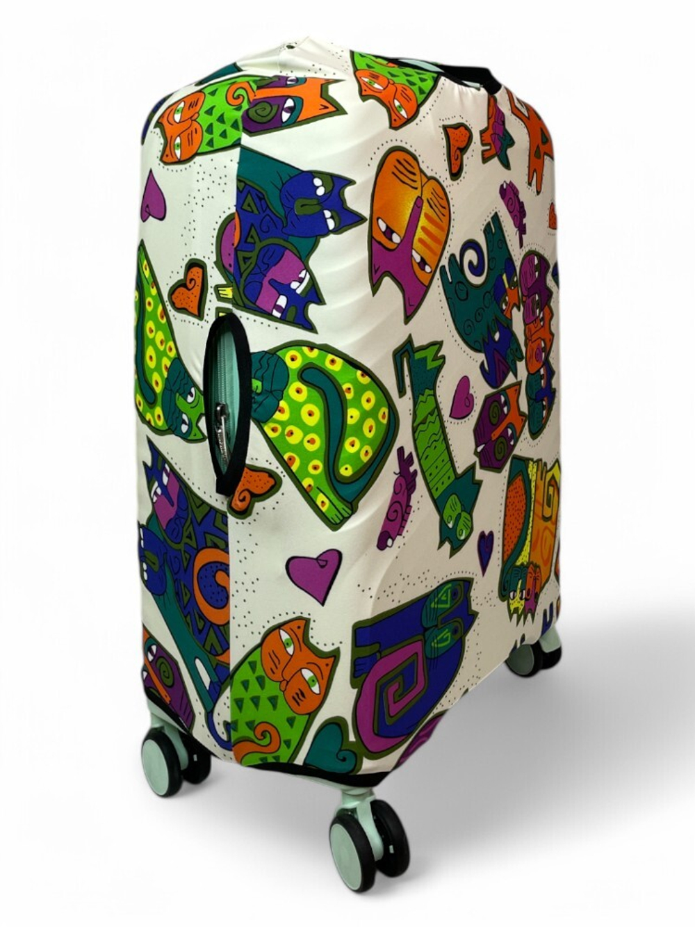 Чехол на чемодан 24", цвет белый/разноцветный, Коты