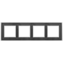 14-5104-00 ЭРА Рамка на 4 поста, стекло, Эра Elegance, прозрачный+бел