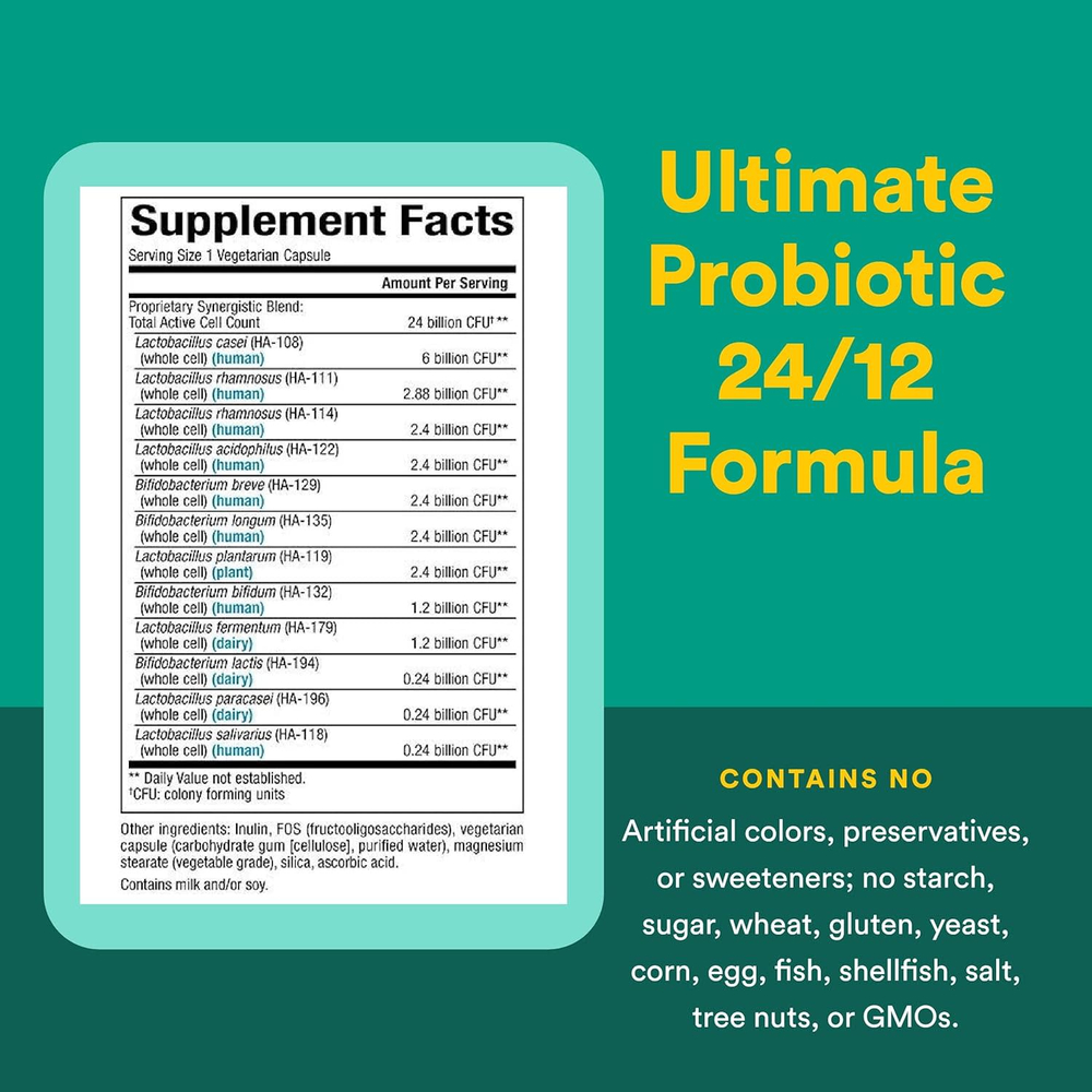 Natural Factors, Ultimate Probiotic, формула 24/12, 60 вегетарианских капсул