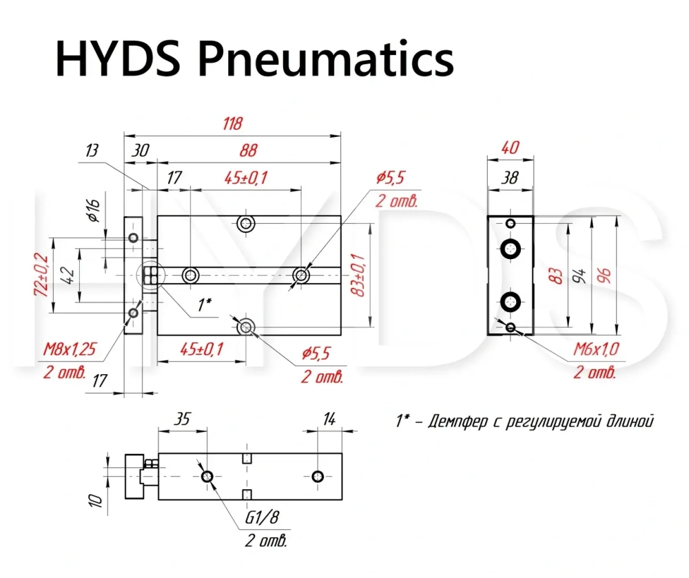 TN 32x10-S Пневмоцилиндр двухпоршневой