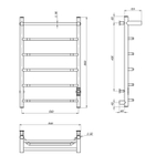 Полотенцесушитель MIXLINE MIRA  80х50 (таймер, 336 Вт, 5 перекладин + ПОЛКА) электрический ЧЕРНЫЙ