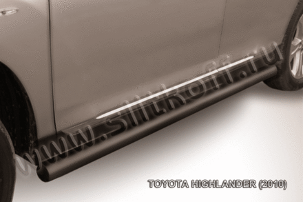 Пороги стальные Toyota Highlander (2010-2013) d76 труба (черные)