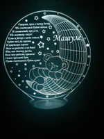 Ночник-метрика "Медвежонок на луне" (Ваш текст)