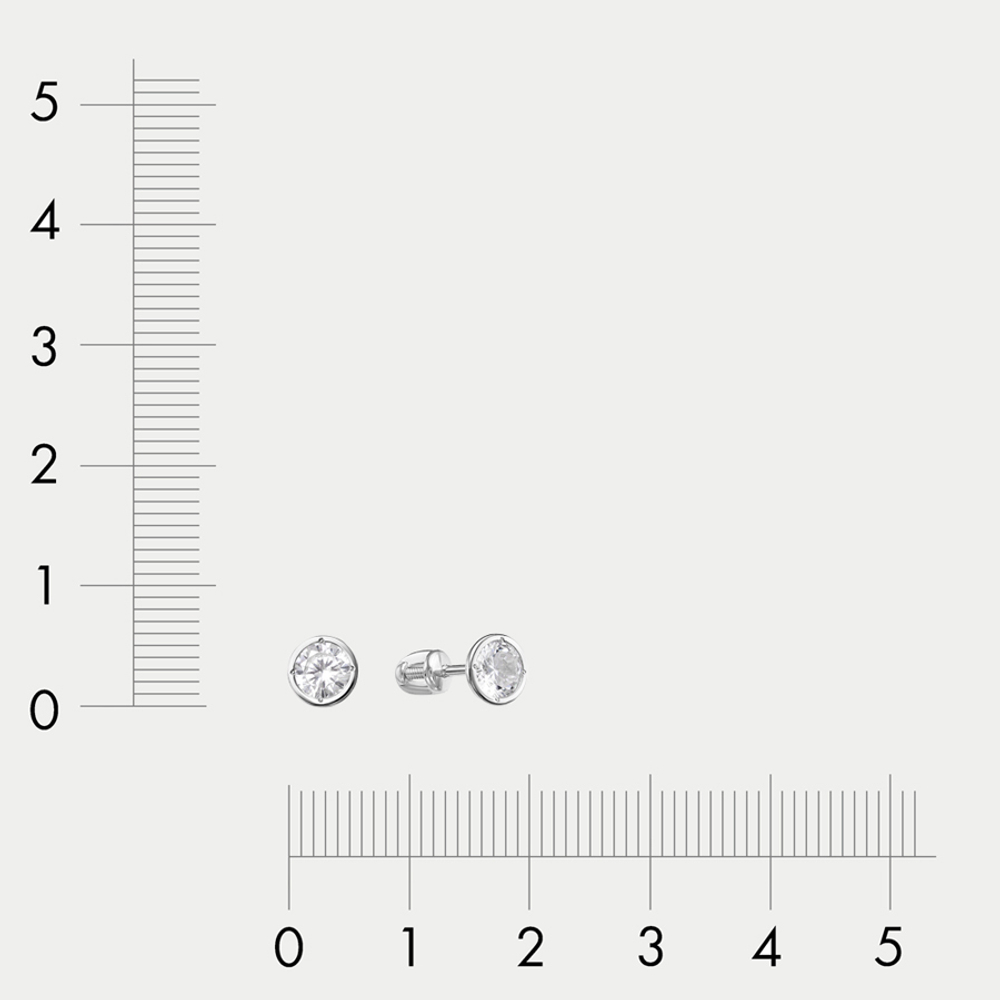 Серьги-пусеты из белого золота 585 пробы с фианитами (арт. б051013)