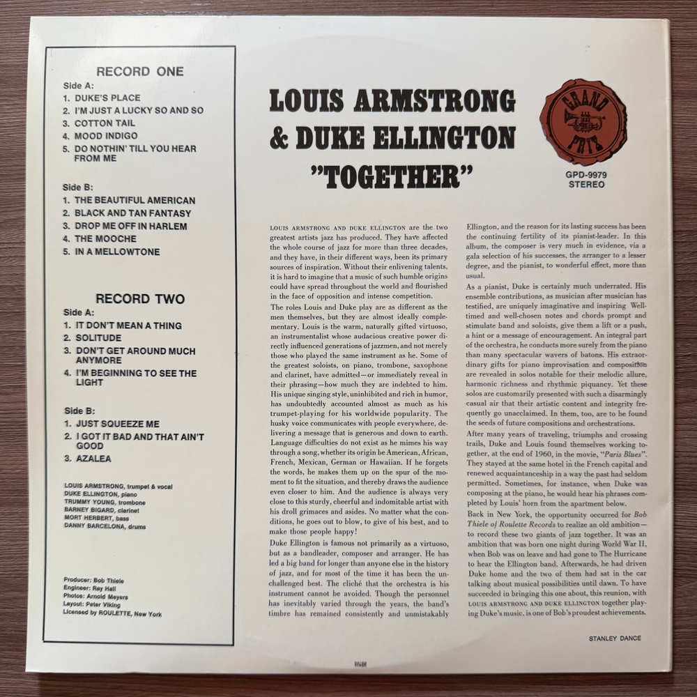 Louis Armstrong & Duke Ellington ‎– Together 2LP (Швеция 1970г.) Т