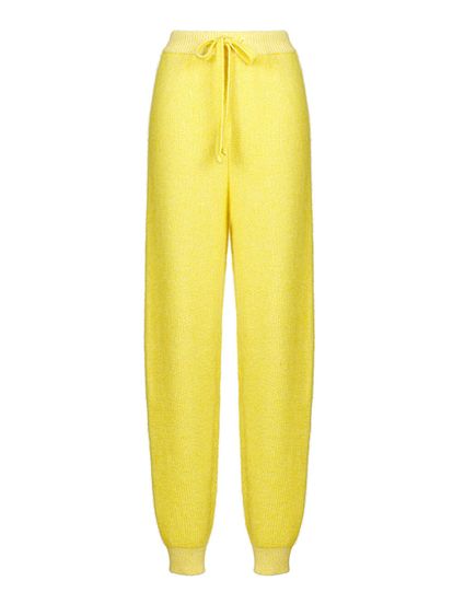 Женские брюки желтого цвета из мохера и кашемира - фото 1