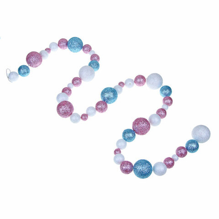 Бусы декоративные 1,2м, с шарами разных диаметров, белый/розовый/голубой