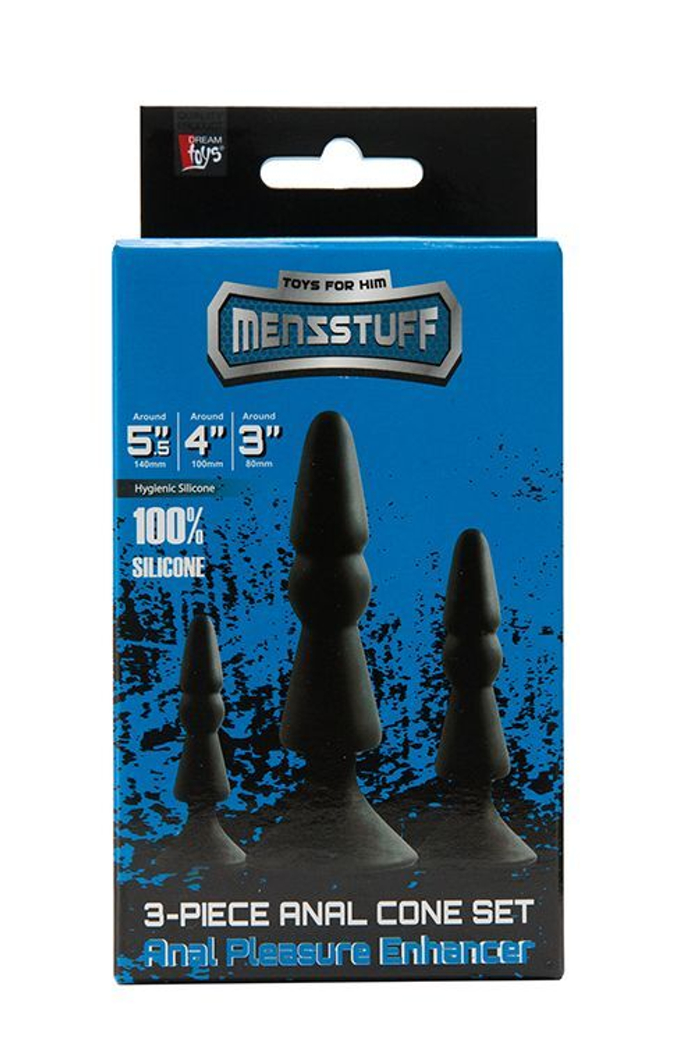 Набор из черных анальных силиконовых втулок MENZSTUFF 3-PIECE ANAL CONE SET (Цвет: черный)
