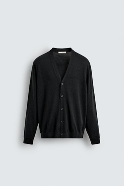 ZARA КАРДИГАН ИЗ 100% ШЕРСТИ, ЧЕРНЫЙ