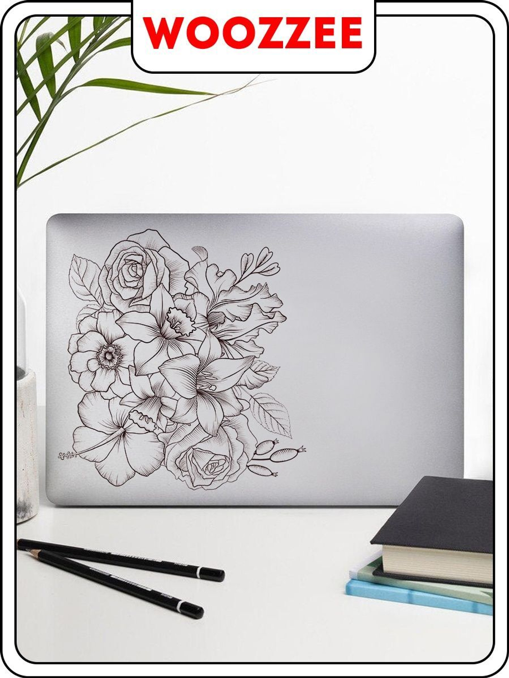 Наклейка декоративная А3 "Имитация гравюры, цветы"