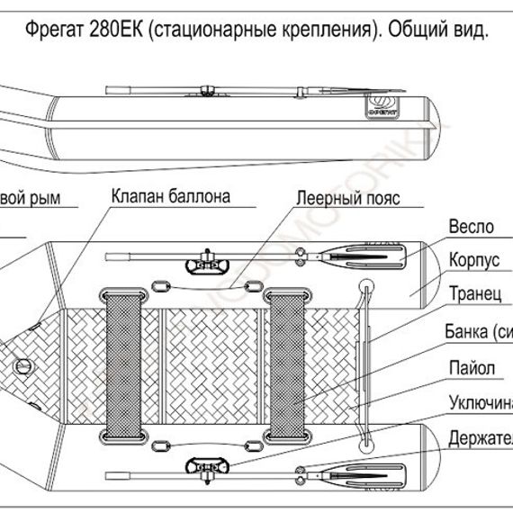 Надувная лодка Фрегат 280 ЕК серая
