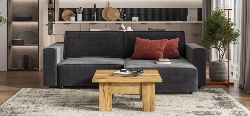 Угловой диван BOSS SOFT MODOOL Вельвет CORD графит