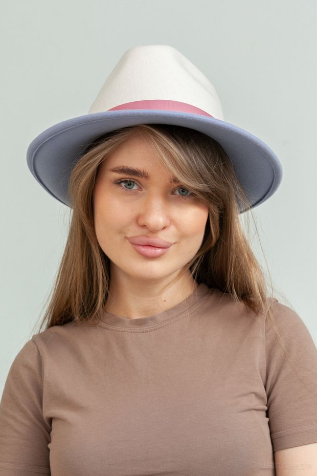 w-66/2 К Шляпа (Белый/голубой / 58-59 / 30х30х6 / 59 / Белый / Шерсть / 0.3)